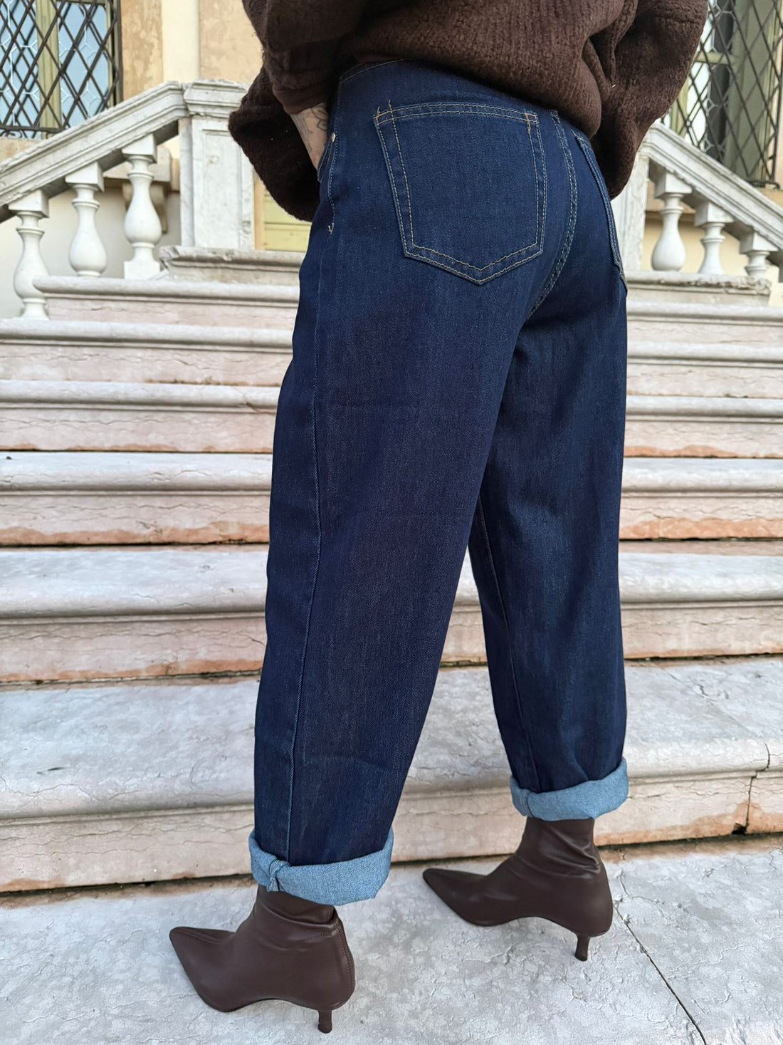 JEANS MOM FIT DARK BLUE